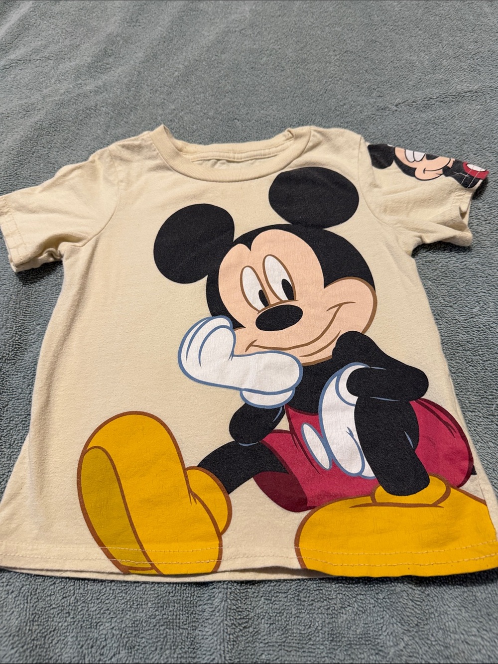 Disney Beige Mickey Mouse Graphic Tee with Yellow Shoes